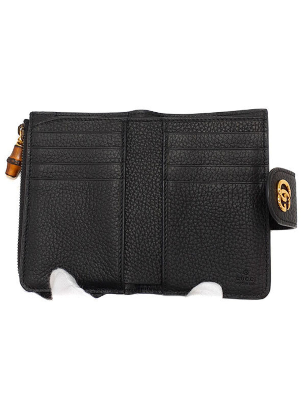 Gucci Double Wallet Bamboo fold Short GG Bi - Picture 3 of 5